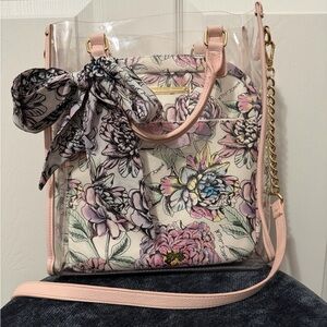 Betsey Johnson Pink Floral Transparent Shoulder Bag